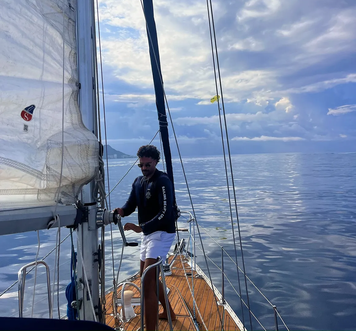 Captain adjusting sail
